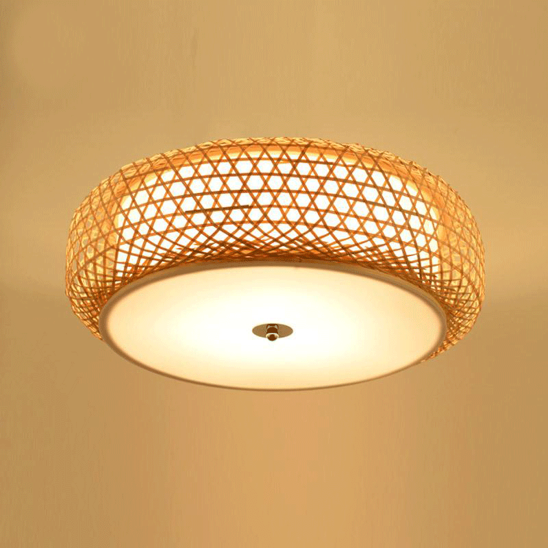 Bamboo Wicker Rattan Lantern Shade Ceiling Light by Artisan Living | Ceiling Lamps | 11034CL | Modishstore
