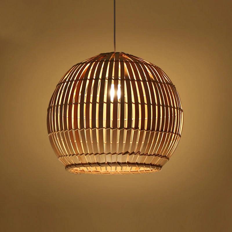 Bamboo Wicker Rattan Round Ball Globe Pendant Light | Pendant Lamps | SC-17013S | Modishstore - 3