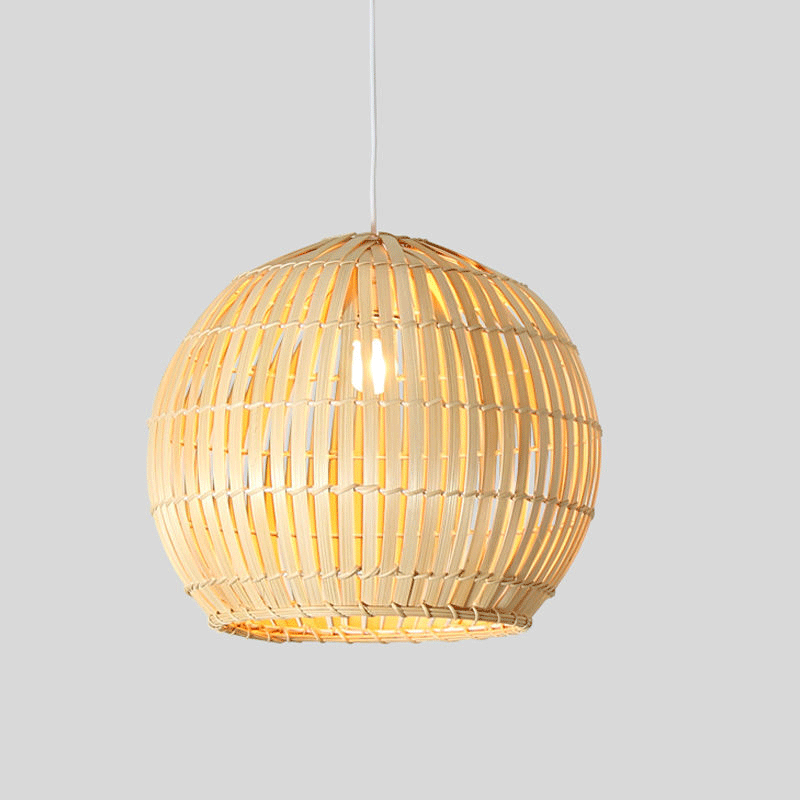 Bamboo Wicker Rattan Round Ball Globe Pendant Light | Pendant Lamps | SC-17013S | Modishstore - 2