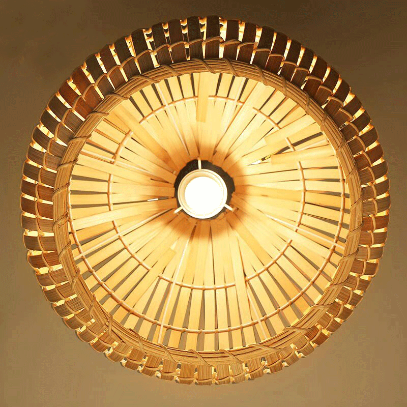 Bamboo Wicker Rattan Round Ball Globe Pendant Light | Pendant Lamps | SC-17013S | Modishstore - 4