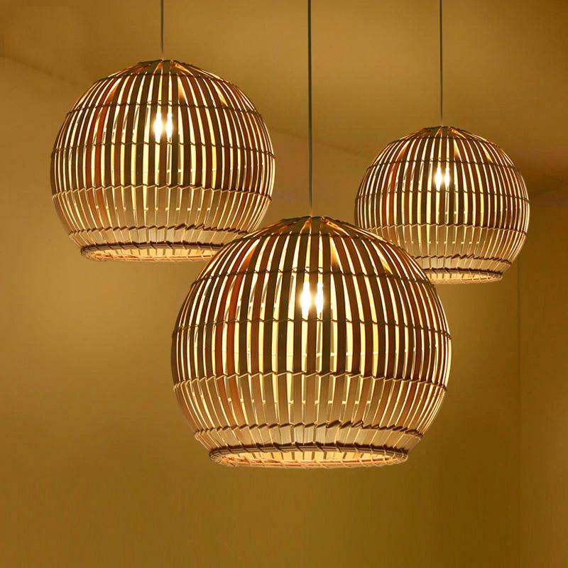 Bamboo Wicker Rattan Round Ball Globe Pendant Light | Pendant Lamps | SC-17013S | Modishstore - 5