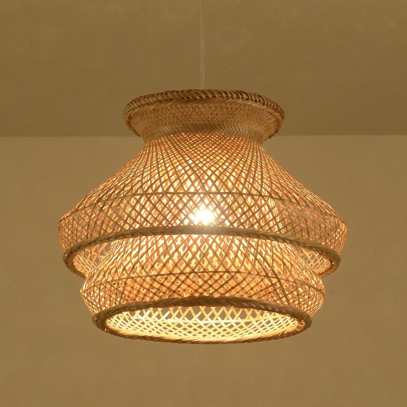 Bamboo Wicker Rattan Shade Chandelier Light By Artisan Living | ModishStore | Chandeliers-6