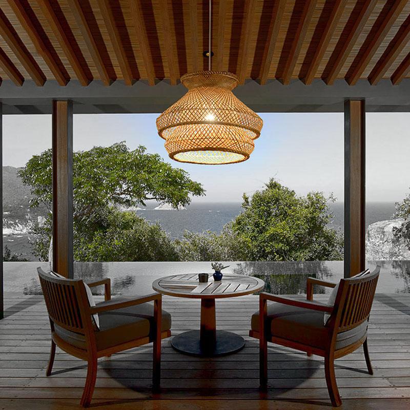Bamboo Wicker Rattan Shade Chandelier Light By Artisan Living | ModishStore | Chandeliers
