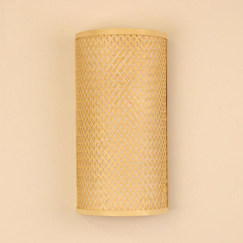 Bamboo Wicker Rattan Shade Tunnel Wall Lamp by Artisan Living | ModishStore | Wall Lamps-5