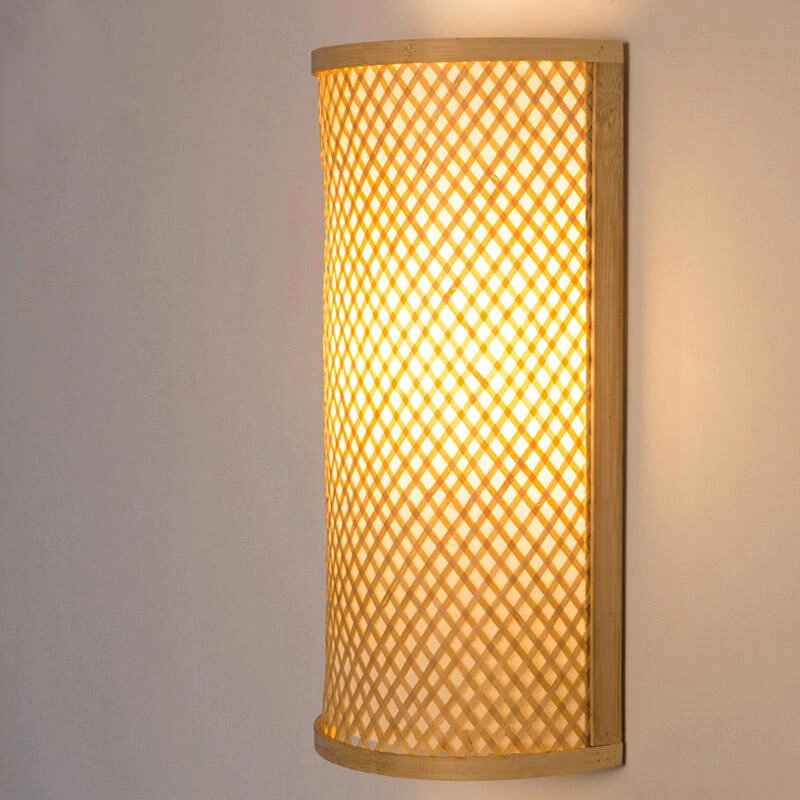 Bamboo Wicker Rattan Shade Tunnel Wall Lamp by Artisan Living | ModishStore | Wall Lamps-6