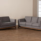 Baxton Studio Sava Mid-Century Modern Grey Fabric Upholstered Walnut Wood 2-Piece Living Room Set | Modishstore | Loveseats-2