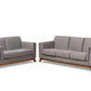 Baxton Studio Sava Mid-Century Modern Grey Fabric Upholstered Walnut Wood 2-Piece Living Room Set | Modishstore | Loveseats-3