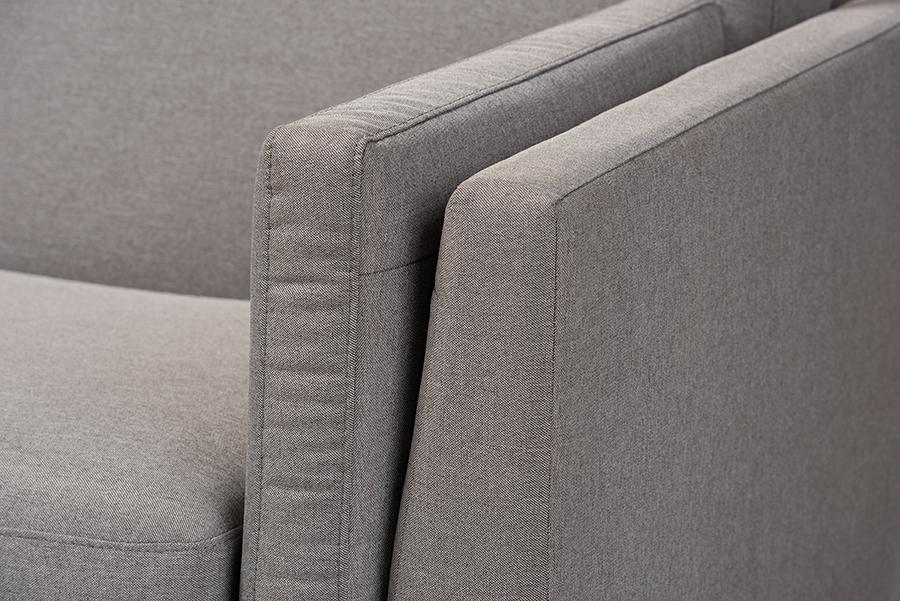 Baxton Studio Sava Mid-Century Modern Grey Fabric Upholstered Walnut Wood 2-Piece Living Room Set | Modishstore | Loveseats-4