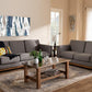Baxton Studio Sava Mid-Century Modern Grey Fabric Upholstered Walnut Wood 2-Piece Living Room Set | Modishstore | Loveseats