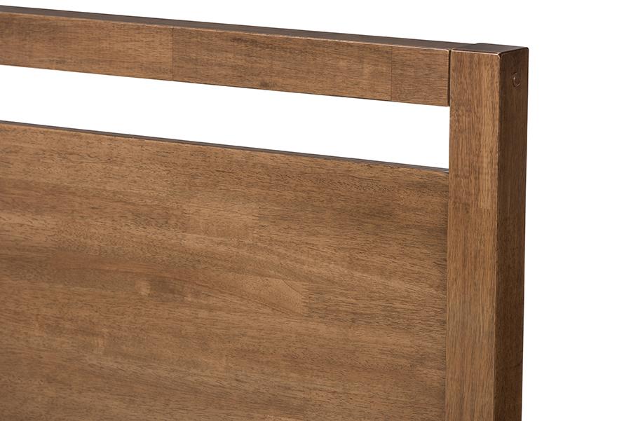 Baxton Studio Torino Mid-Century Modern Solid Walnut Wood Open Frame Style King Size Platform Bed | Beds | SW8068-Walnut-M17-King | Modishstore - 6