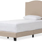 baxton studio benjamin modern and contemporary beige linen upholstered twin size arched bed with nail heads | Modish Furniture Store-2