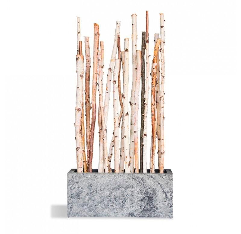 Birch Poles in Slate Veneer Planter by Gold Leaf Design Group | Artificial Flora | Modishstore