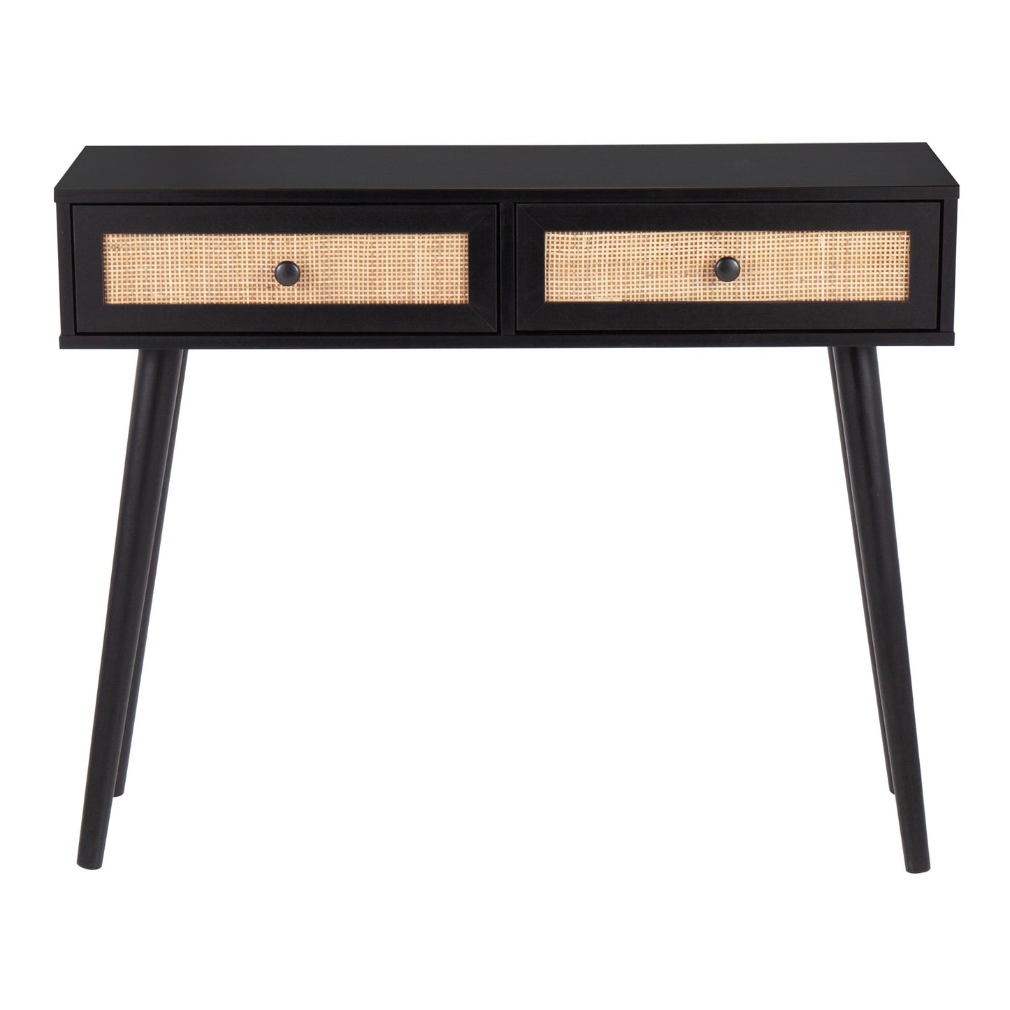 Bora Bora Contemporary Console Table in Black Wood with Rattan Accents By LumiSource | Console Tables | Modishstore - 7