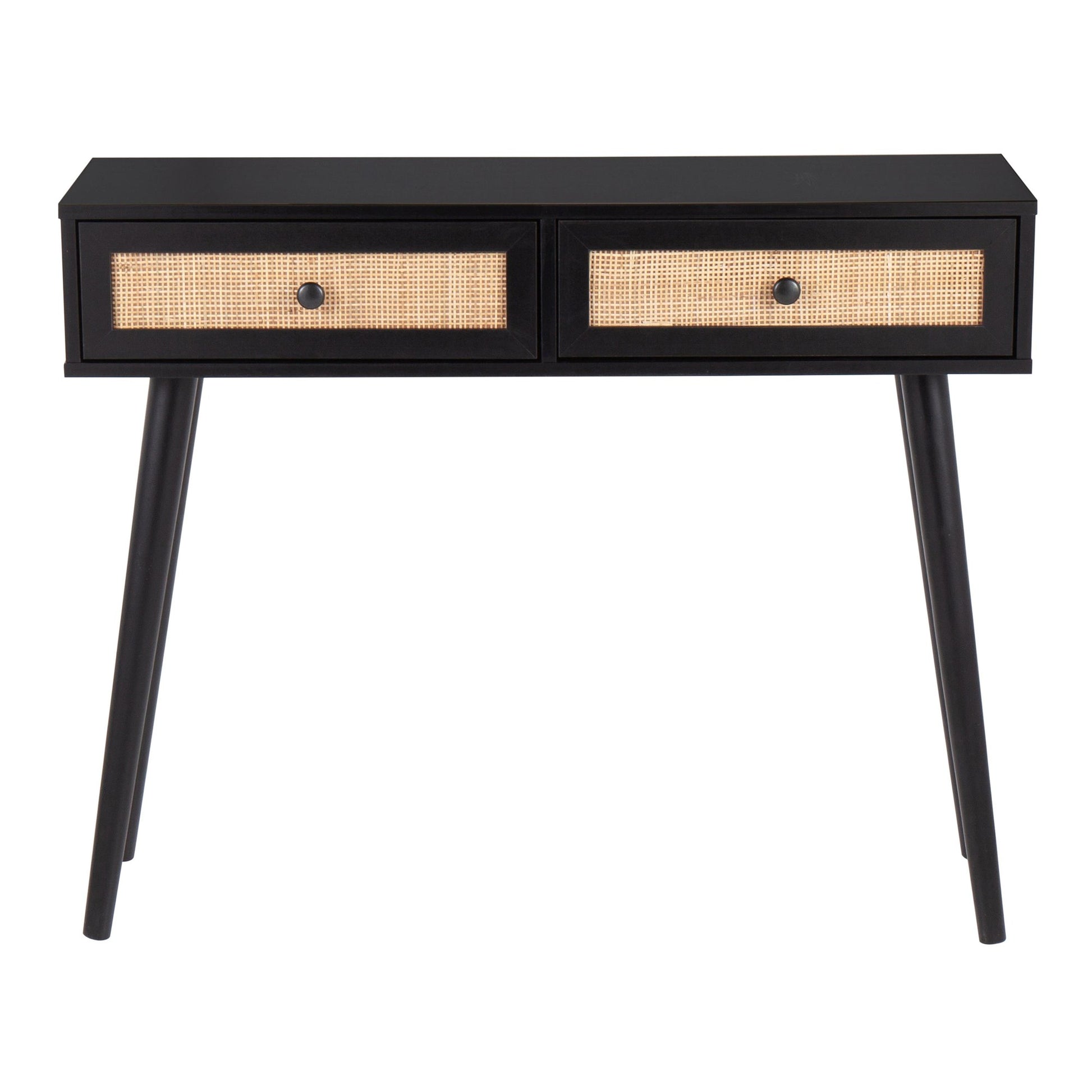 Bora Bora Contemporary Console Table in Black Wood with Rattan Accents By LumiSource | Console Tables | Modishstore - 7
