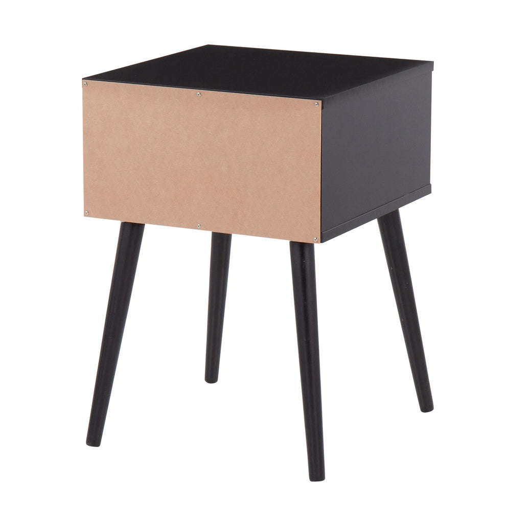 Bora Bora Contemporary Side Table in Black Wood with Rattan Accents By LumiSource | Side Tables | Modishstore - 6