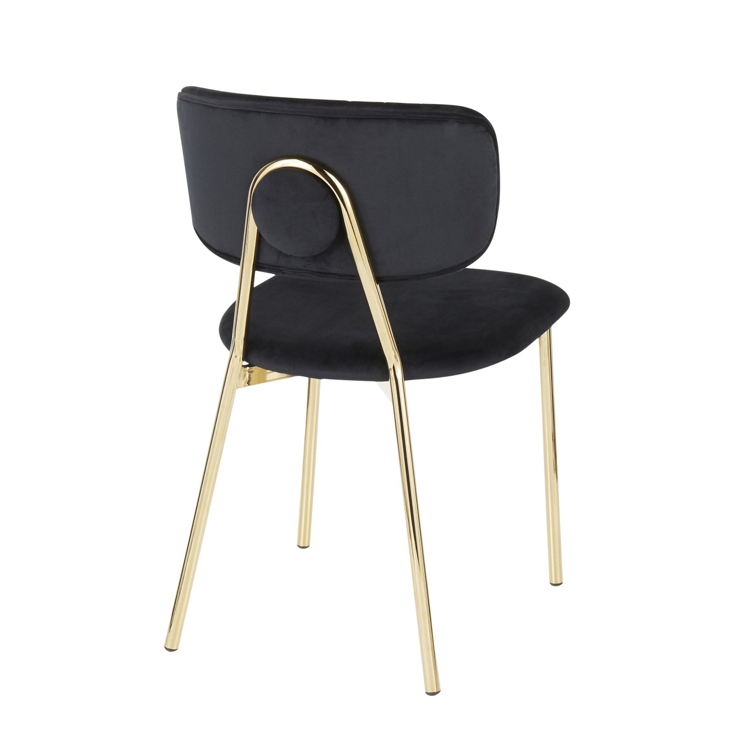 LumiSource Bouton Chair - Set of 2 Gold Metal, Black Velvet  Velvet Fabric, Foam, Brushed Metal Contemporary/Glam Styling Sleek Gold Frame Finish | Dining Chairs | Modishstore - 5