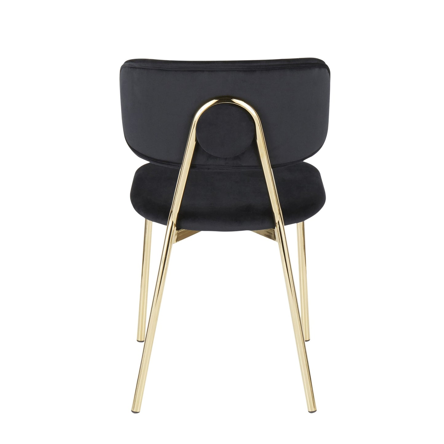LumiSource Bouton Chair - Set of 2 Gold Metal, Black Velvet  Velvet Fabric, Foam, Brushed Metal Contemporary/Glam Styling Sleek Gold Frame Finish | Dining Chairs | Modishstore - 4