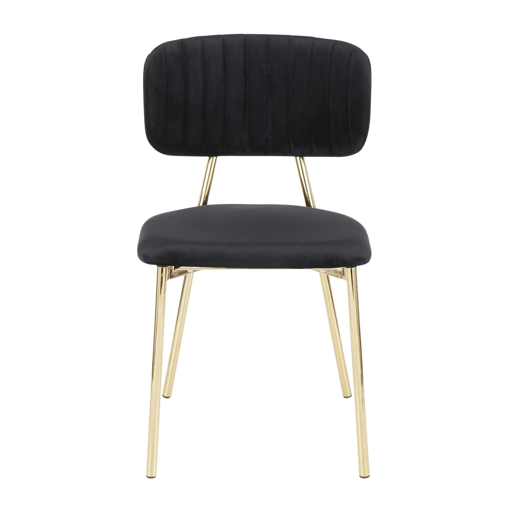 LumiSource Bouton Chair - Set of 2 Gold Metal, Black Velvet  Velvet Fabric, Foam, Brushed Metal Contemporary/Glam Styling Sleek Gold Frame Finish | Dining Chairs | Modishstore - 3