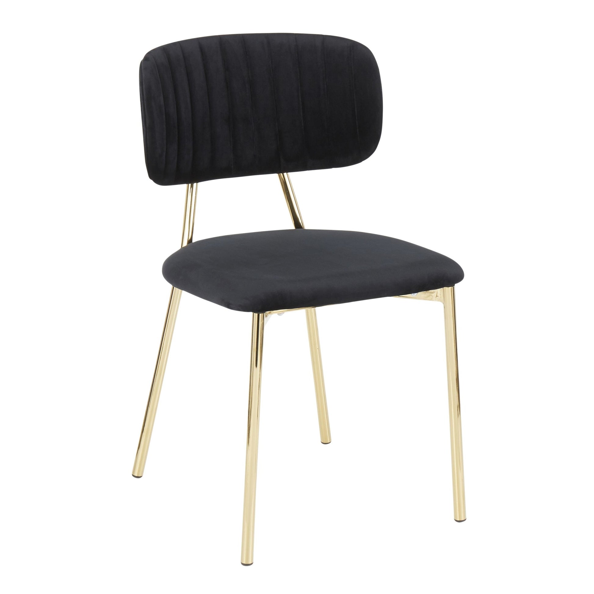 LumiSource Bouton Chair - Set of 2 Gold Metal, Black Velvet  Velvet Fabric, Foam, Brushed Metal Contemporary/Glam Styling Sleek Gold Frame Finish | Dining Chairs | Modishstore - 7