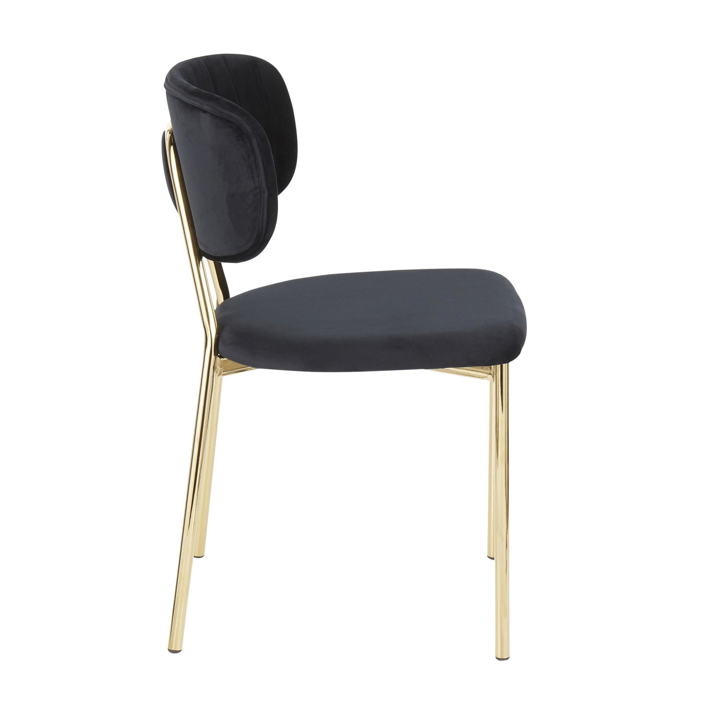 LumiSource Bouton Chair - Set of 2 Gold Metal, Black Velvet  Velvet Fabric, Foam, Brushed Metal Contemporary/Glam Styling Sleek Gold Frame Finish | Dining Chairs | Modishstore - 6