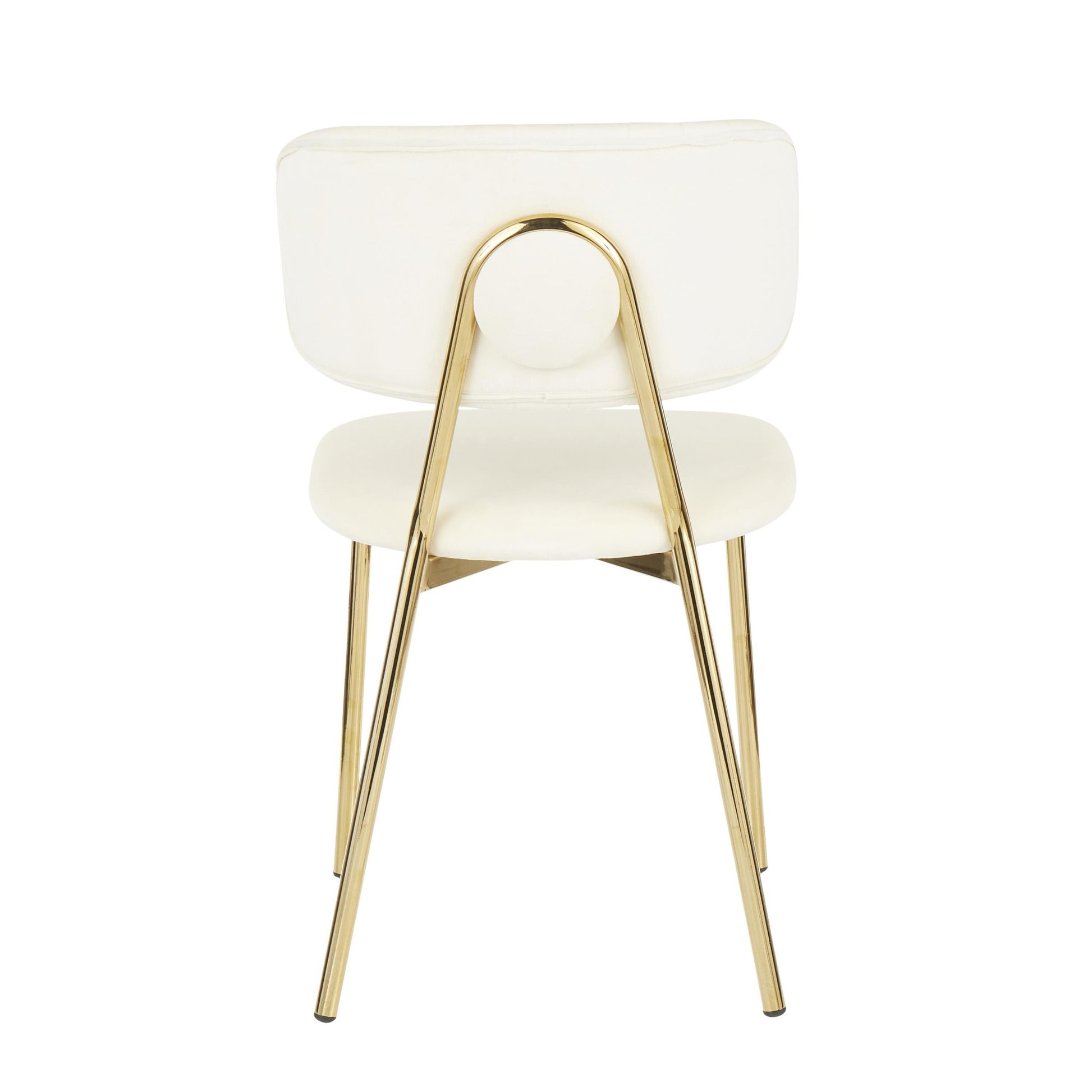 LumiSource Bouton Chair - Set of 2 Gold Metal, Black Velvet  Velvet Fabric, Foam, Brushed Metal Contemporary/Glam Styling Sleek Gold Frame Finish | Dining Chairs | Modishstore - 11