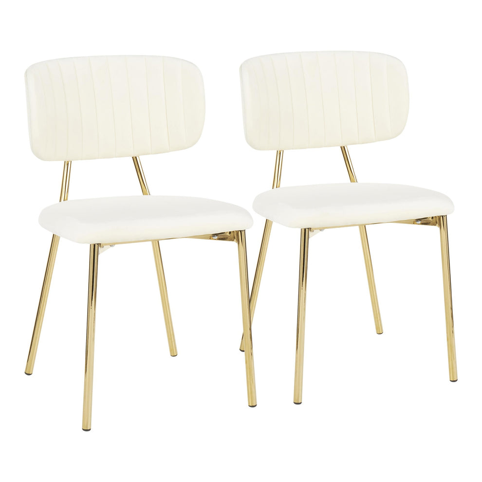 LumiSource Bouton Chair - Set of 2 Gold Metal, Black Velvet  Velvet Fabric, Foam, Brushed Metal Contemporary/Glam Styling Sleek Gold Frame Finish | Dining Chairs | Modishstore - 8
