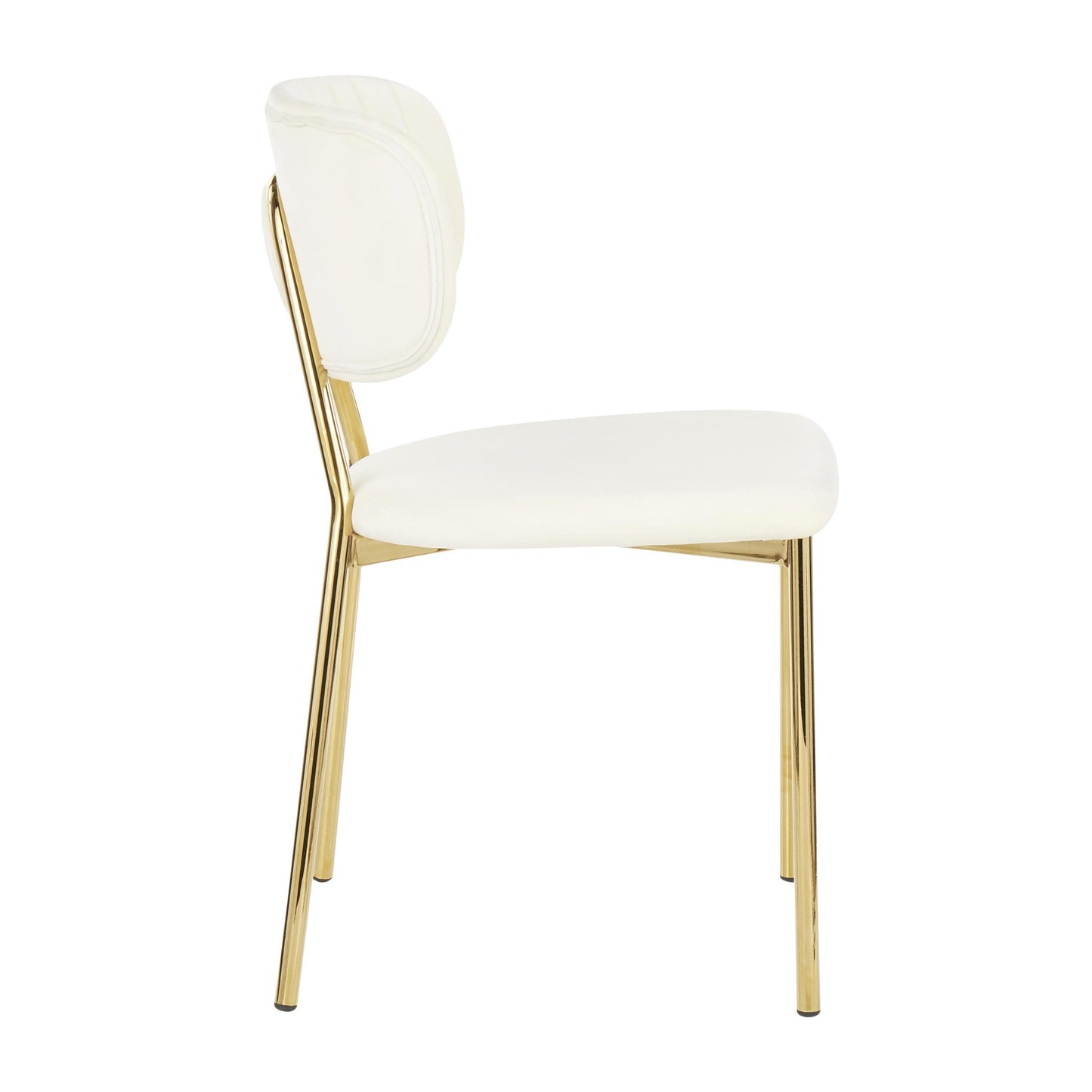 LumiSource Bouton Chair - Set of 2 Gold Metal, Black Velvet  Velvet Fabric, Foam, Brushed Metal Contemporary/Glam Styling Sleek Gold Frame Finish | Dining Chairs | Modishstore - 12