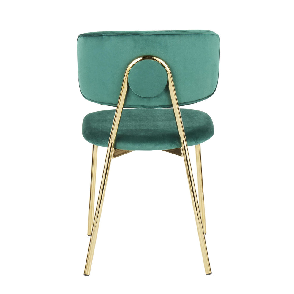 LumiSource Bouton Chair - Set of 2 Gold Metal, Black Velvet  Velvet Fabric, Foam, Brushed Metal Contemporary/Glam Styling Sleek Gold Frame Finish | Dining Chairs | Modishstore - 17