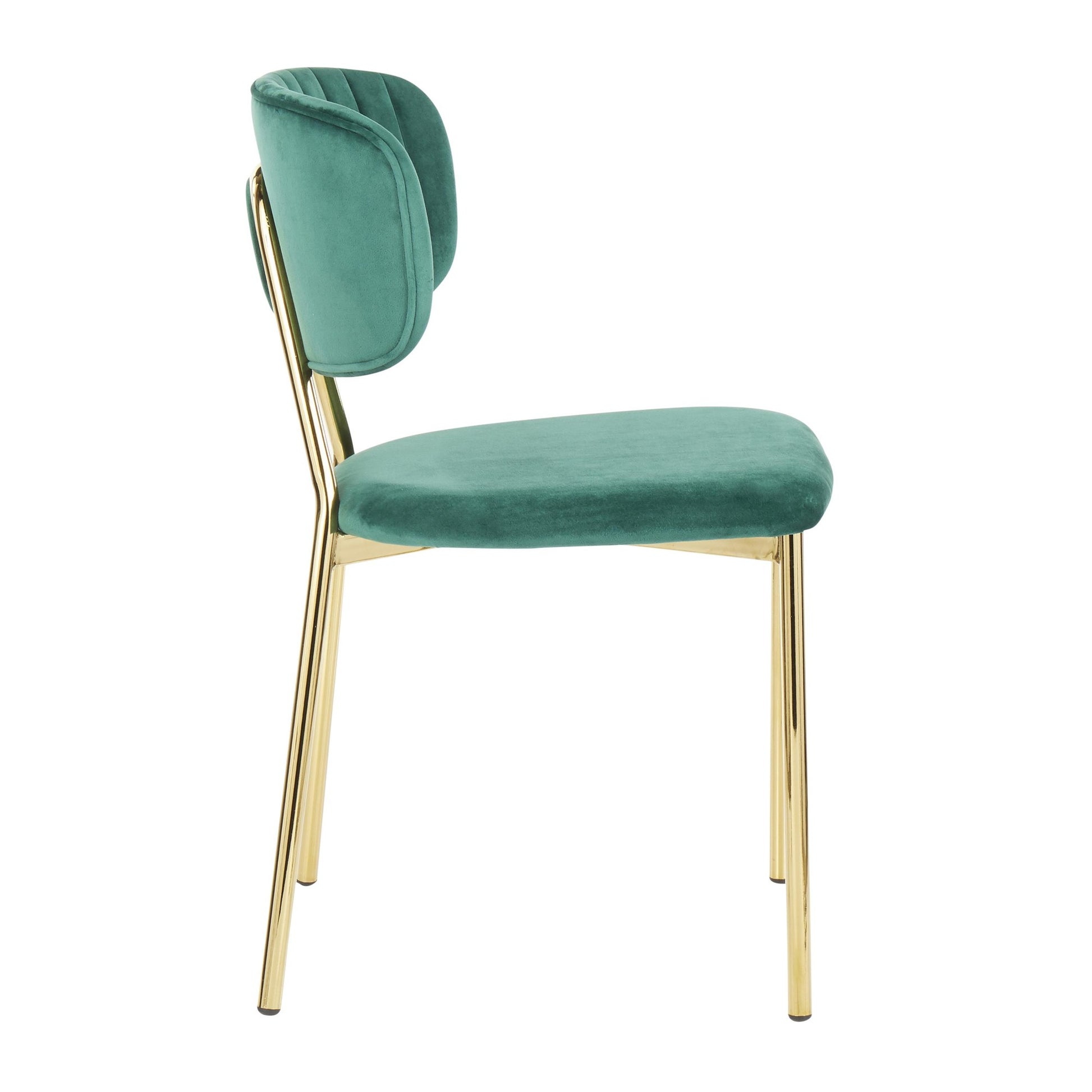 LumiSource Bouton Chair - Set of 2 Gold Metal, Black Velvet  Velvet Fabric, Foam, Brushed Metal Contemporary/Glam Styling Sleek Gold Frame Finish | Dining Chairs | Modishstore - 19