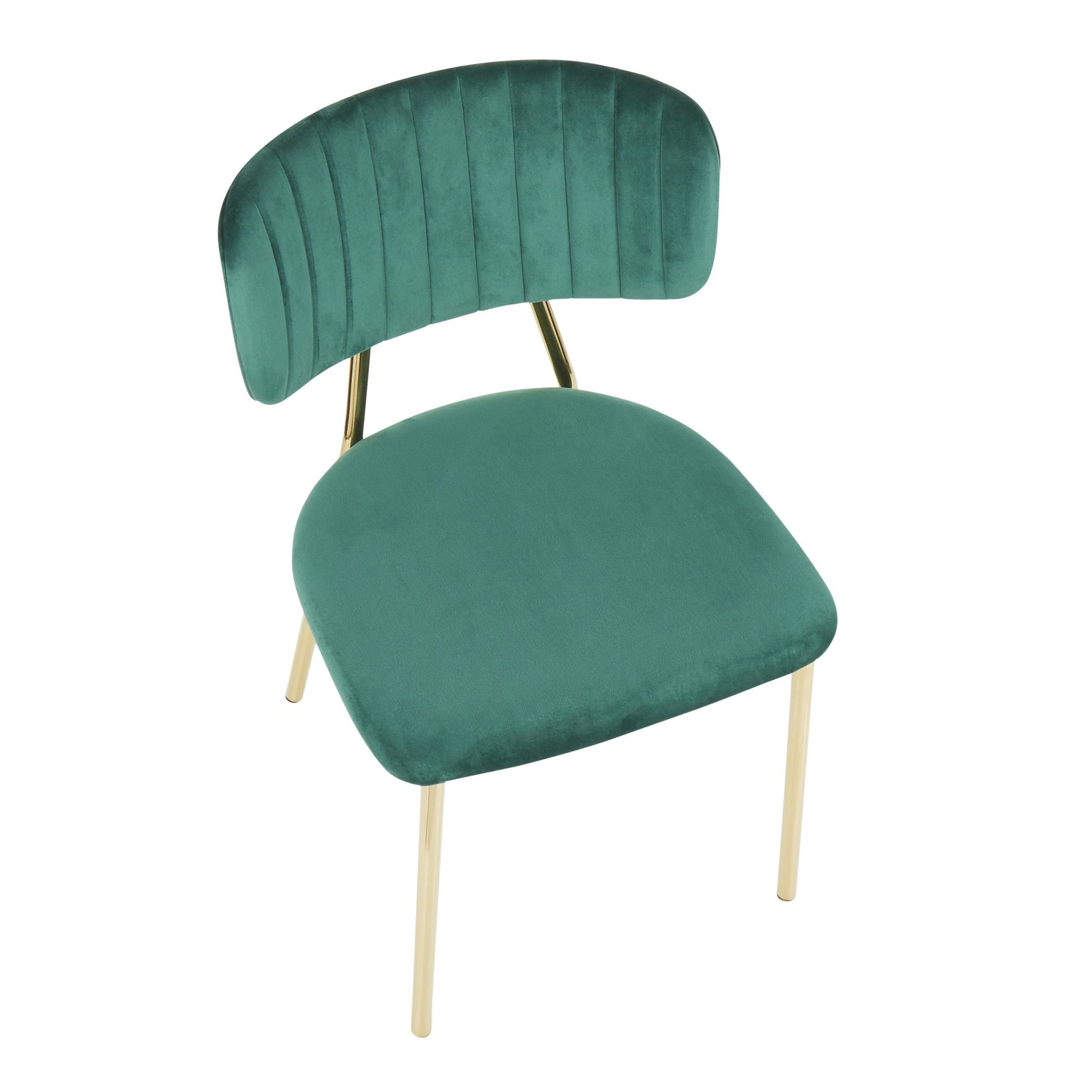 LumiSource Bouton Chair - Set of 2 Gold Metal, Black Velvet  Velvet Fabric, Foam, Brushed Metal Contemporary/Glam Styling Sleek Gold Frame Finish | Dining Chairs | Modishstore - 15