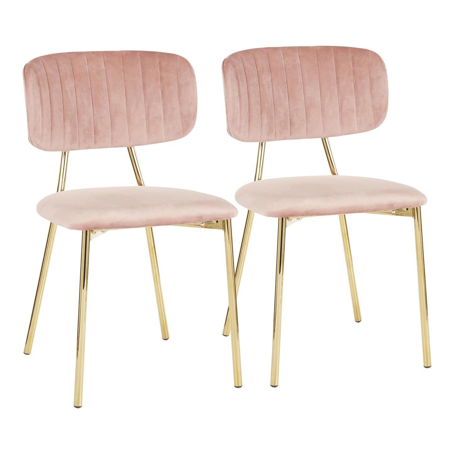 LumiSource Bouton Chair - Set of 2 Gold Metal, Black Velvet  Velvet Fabric, Foam, Brushed Metal Contemporary/Glam Styling Sleek Gold Frame Finish | Dining Chairs | Modishstore - 21