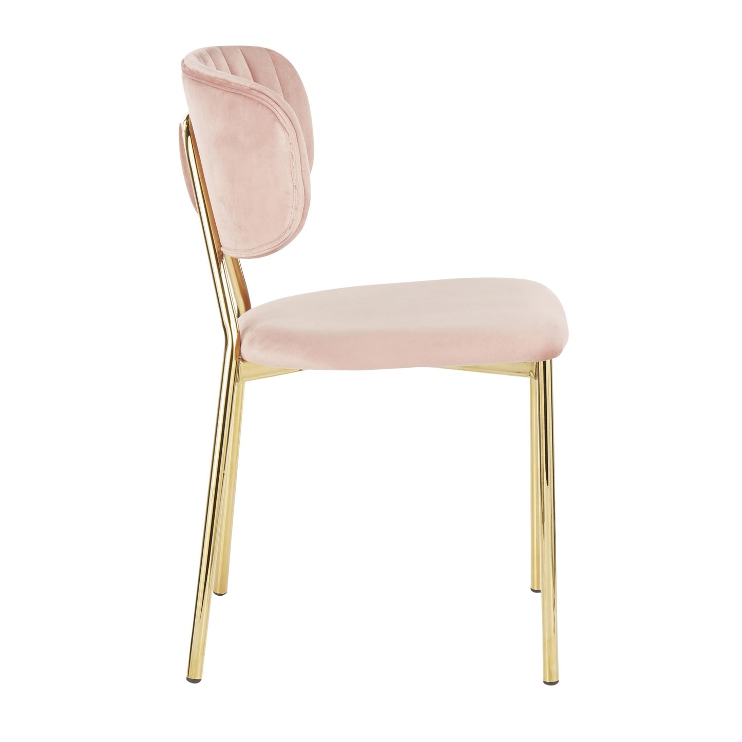 LumiSource Bouton Chair - Set of 2 Gold Metal, Black Velvet  Velvet Fabric, Foam, Brushed Metal Contemporary/Glam Styling Sleek Gold Frame Finish | Dining Chairs | Modishstore - 26