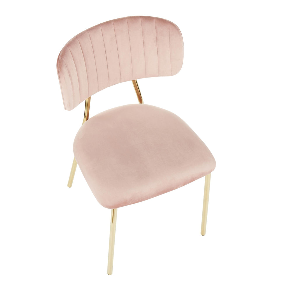LumiSource Bouton Chair - Set of 2 Gold Metal, Black Velvet  Velvet Fabric, Foam, Brushed Metal Contemporary/Glam Styling Sleek Gold Frame Finish | Dining Chairs | Modishstore - 22