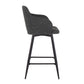 Boyne Industrial Adjustable Barstool with Swivel in Black Metal and Dark Grey Fabric By LumiSource - Set of 2 | Bar Stools | Modishstore - 15