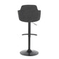 Boyne Industrial Adjustable Barstool with Swivel in Black Metal and Dark Grey Fabric By LumiSource - Set of 2 | Bar Stools | Modishstore - 10