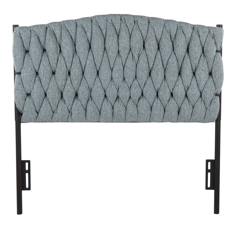 Braided Matisse Twin Size Headboard in Black Metal and Blue Fabric By LumiSource | Headboards | Modishstore - 4