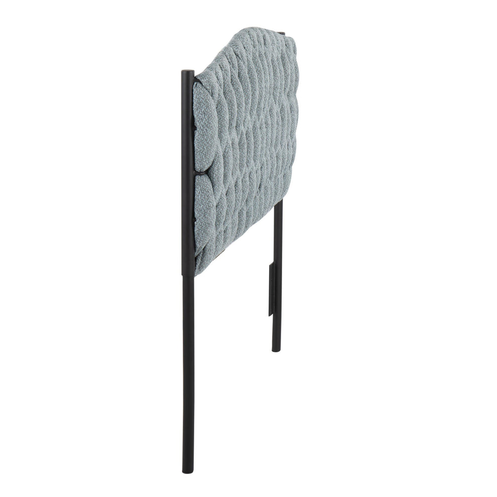 Braided Matisse Twin Size Headboard in Black Metal and Blue Fabric By LumiSource | Headboards | Modishstore - 3