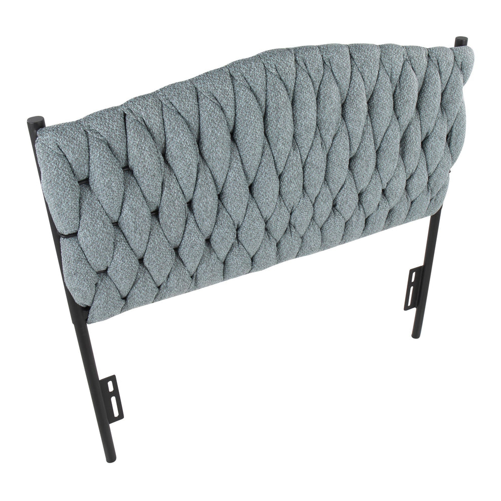 Braided Matisse Twin Size Headboard in Black Metal and Blue Fabric By LumiSource | Headboards | Modishstore - 5