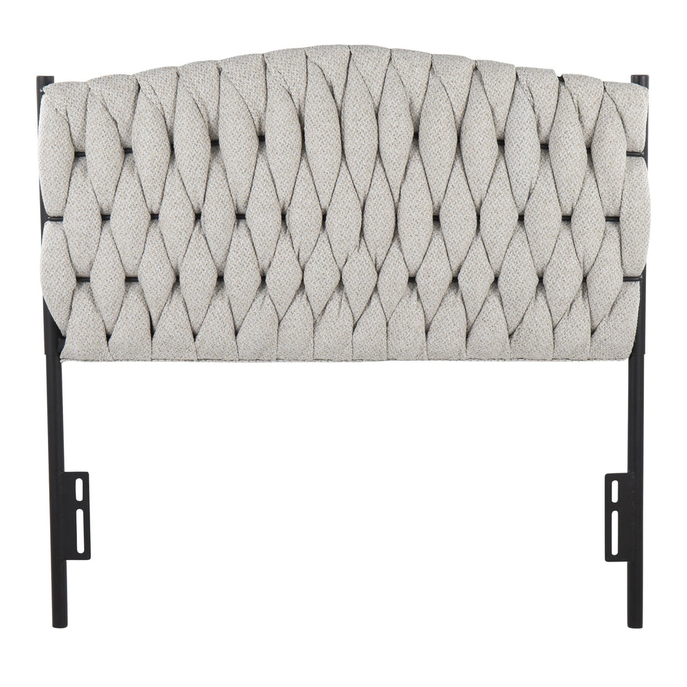 Braided Matisse Twin Size Headboard in Black Metal and Cream Fabric By LumiSource | Headboards | Modishstore - 4