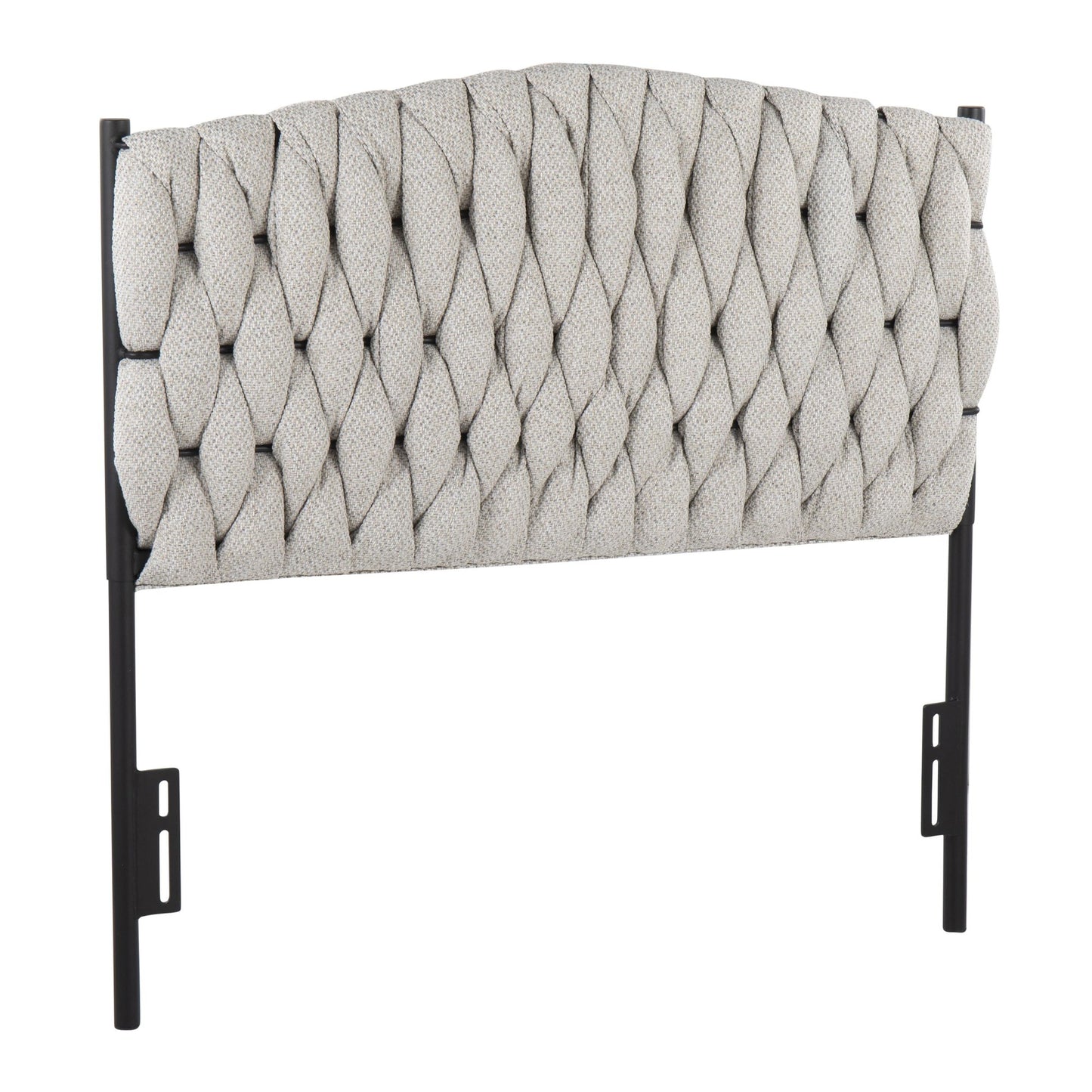 Braided Matisse Twin Size Headboard in Black Metal and Cream Fabric By LumiSource | Headboards | Modishstore