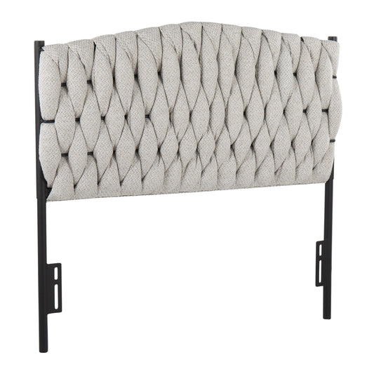 Braided Matisse Twin Size Headboard in Black Metal and Cream Fabric By LumiSource | Headboards | Modishstore