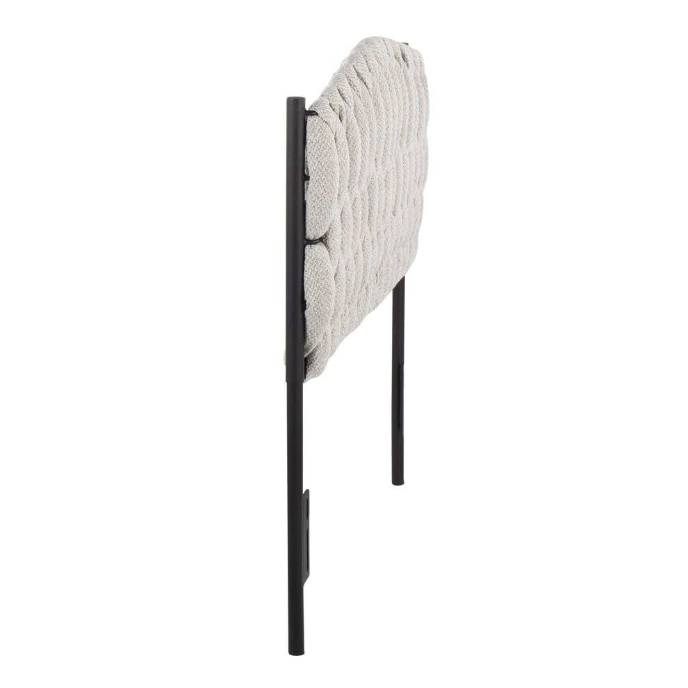 Braided Matisse Twin Size Headboard in Black Metal and Cream Fabric By LumiSource | Headboards | Modishstore - 3