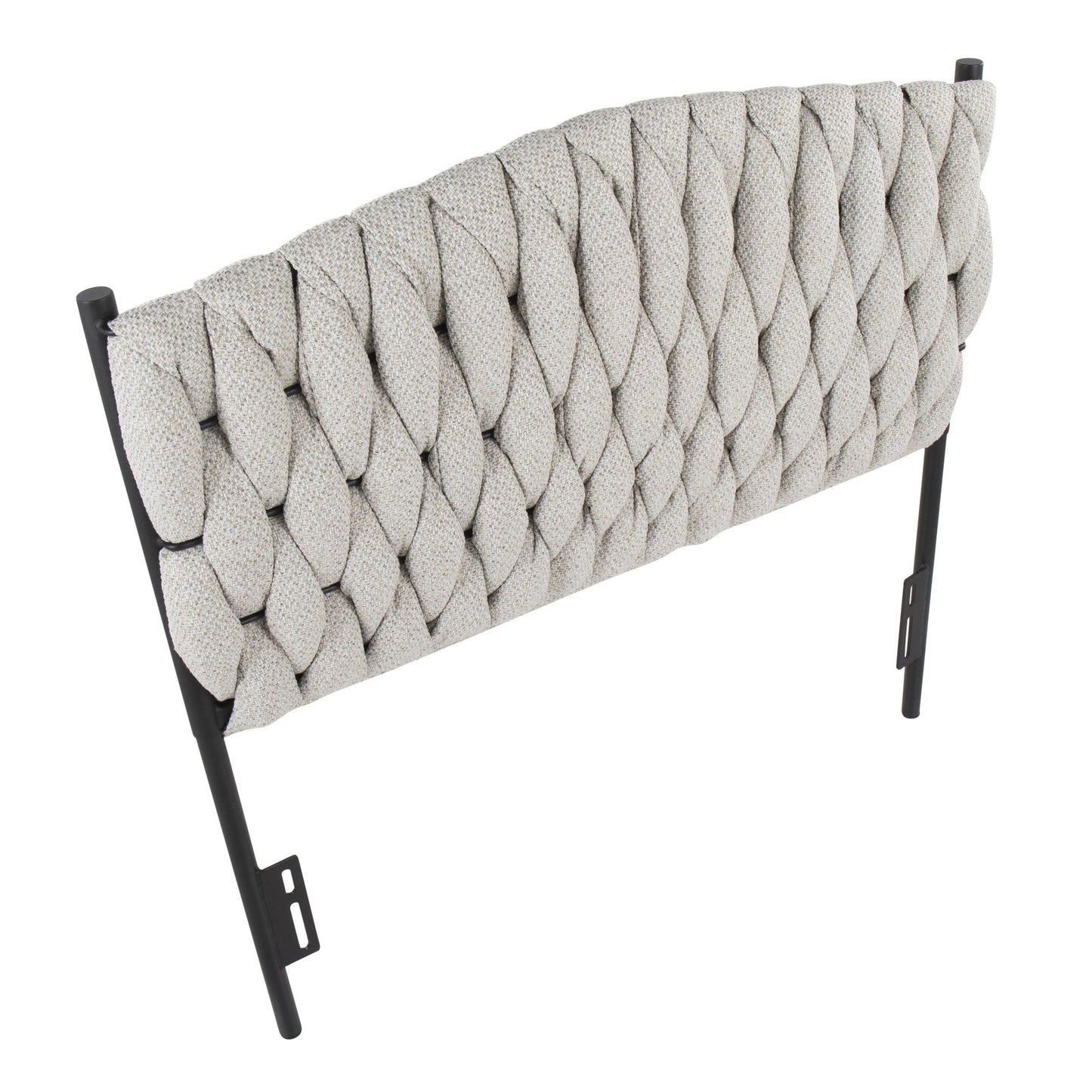Braided Matisse Twin Size Headboard in Black Metal and Cream Fabric By LumiSource | Headboards | Modishstore - 5