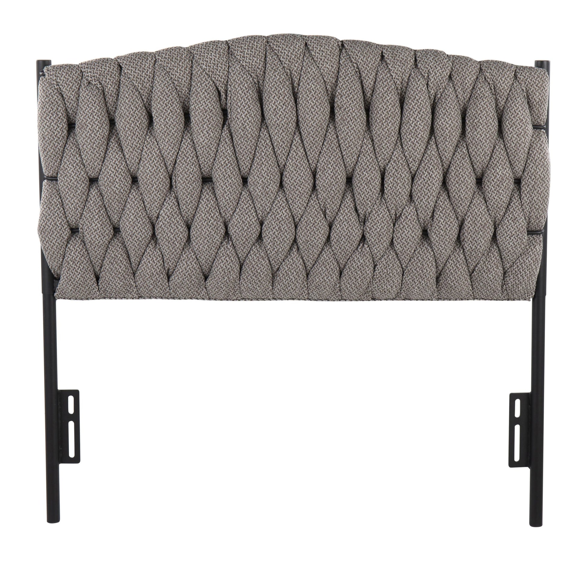 Braided Matisse Twin Size Headboard in Black Metal and Grey Fabric By LumiSource | Headboards | Modishstore - 4