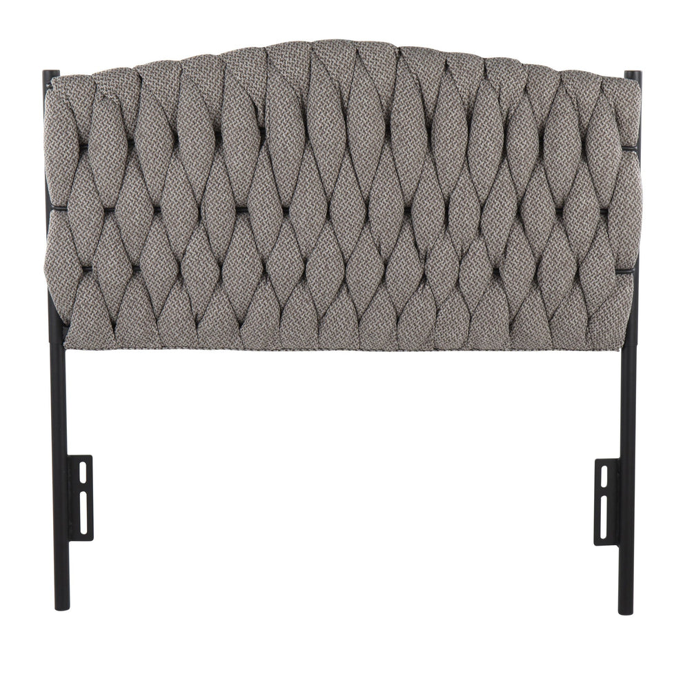 Braided Matisse Twin Size Headboard in Black Metal and Grey Fabric By LumiSource | Headboards | Modishstore - 4