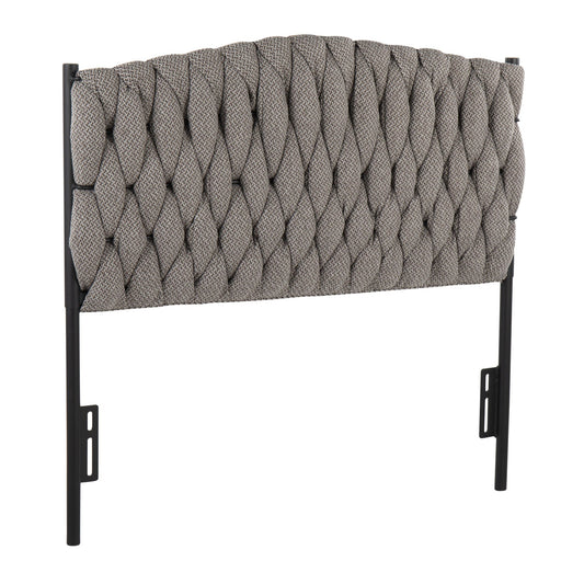 Braided Matisse Twin Size Headboard in Black Metal and Grey Fabric By LumiSource | Headboards | Modishstore