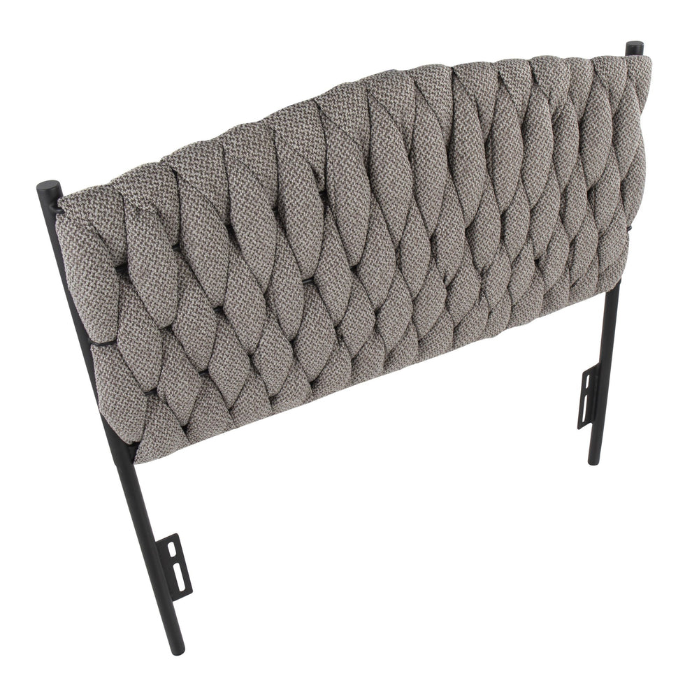 Braided Matisse Twin Size Headboard in Black Metal and Grey Fabric By LumiSource | Headboards | Modishstore - 5