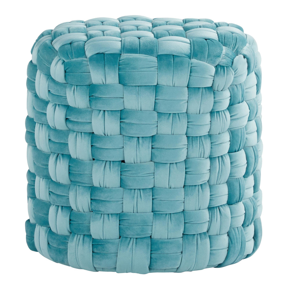 Braided Round 16" Ottoman in Cream Velvet By LumiSource | Ottomans | Modishstore - 9