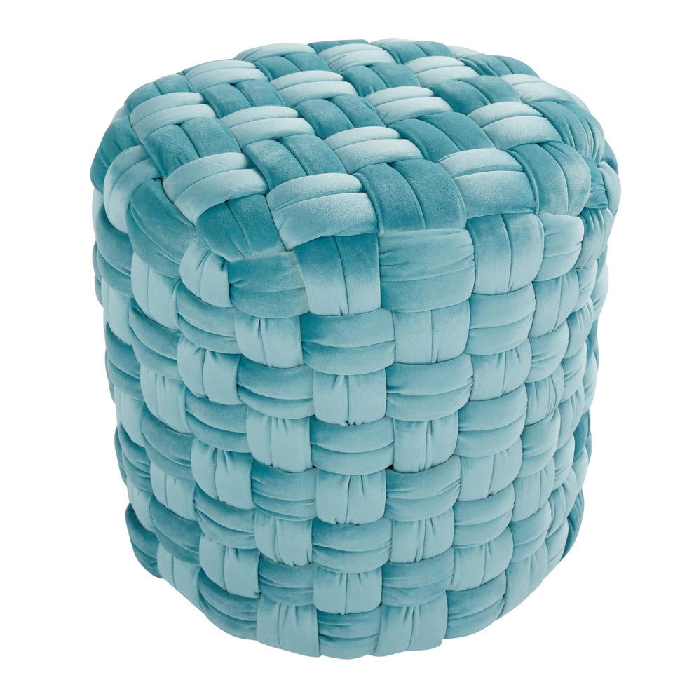 Braided Round 16" Ottoman in Cream Velvet By LumiSource | Ottomans | Modishstore - 12