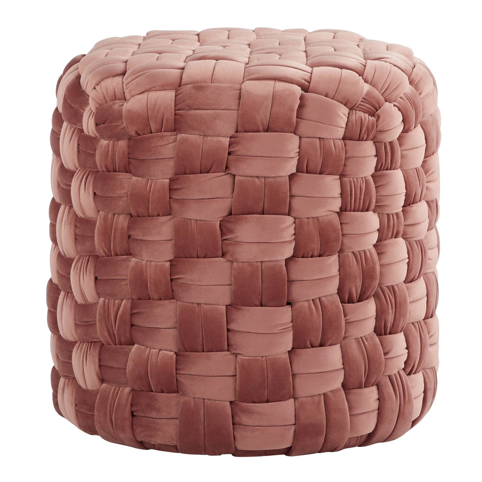 Braided Round 16" Ottoman in Cream Velvet By LumiSource | Ottomans | Modishstore - 13